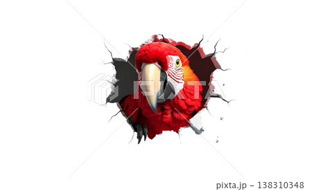 A beautiful blue and yellow macaw against a white background. 138310348
