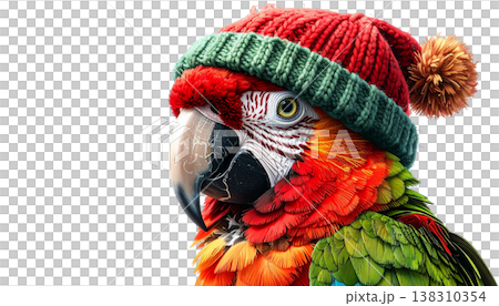 A beautiful blue and yellow macaw against a white background. 138310354