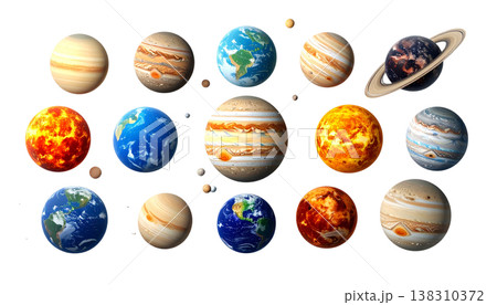 Illustration of a planet-like sphere, icon. Illustration of a planet-like sphere, icon. 138310372