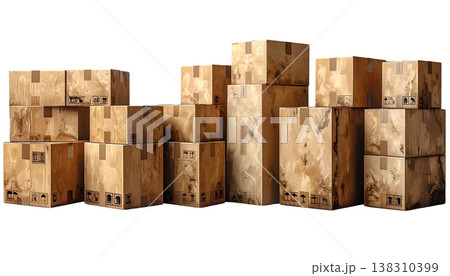 A brown cardboard box on a white background. A brown cardboard box on a white background. 138310399