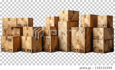 A brown cardboard box on a white background. A brown cardboard box on a white background. 138310399