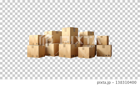 A brown cardboard box on a white background. 138310400
