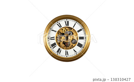 Vintage style black metal alarm clock on a white background. Vintage style black metal alarm clock on a white background. 138310427