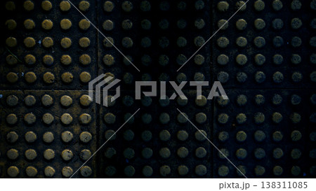Background texture of old metal with holes. Old metal background. 138311085