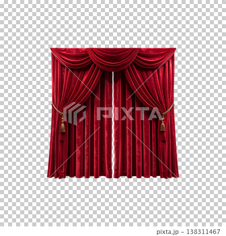 A classic red velvet theater curtain against a white background. A classic red velvet theater curtain against a white background. 138311467