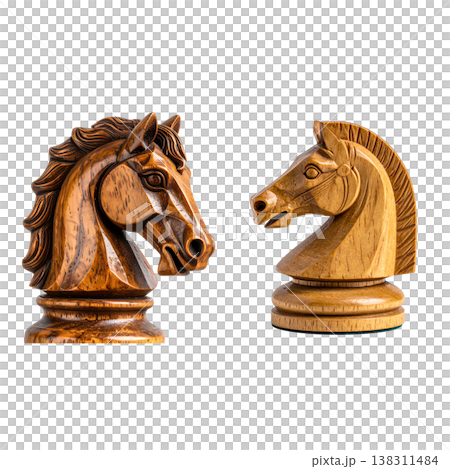 Antique wooden chess pieces with patterns on a white background. Antique wooden chess pieces with patterns on a white background. 138311484
