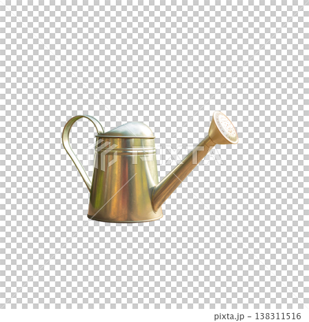 An antique metal watering can on a white background. An antique metal watering can on a white background. 138311516