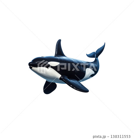 The cartoon illustration shows a whale swimming underwater against a white background. 138311553