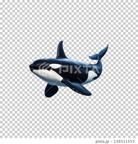 The cartoon illustration shows a whale swimming underwater against a white background. 138311553