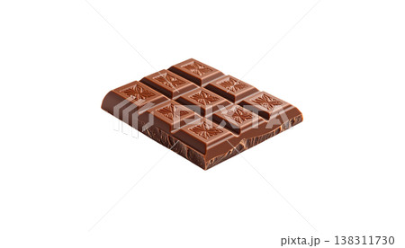 Deliciously broken pieces of rich milk chocolate are placed on a white background. 138311730