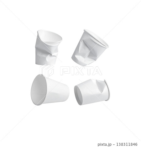 White paper cups, which are disposable packaging. White paper cups, which are disposable packaging. 138311846