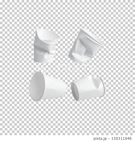 White paper cups, which are disposable packaging. White paper cups, which are disposable packaging. 138311846