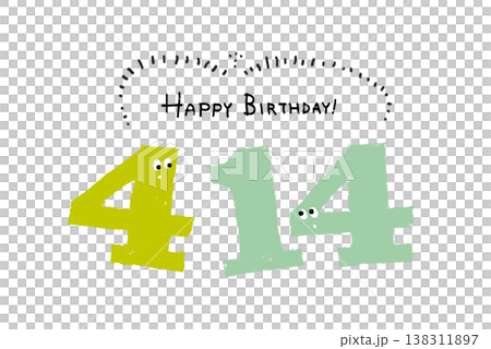 Hand-drawn number illustrations, simple and cute date material: April 14th 138311897
