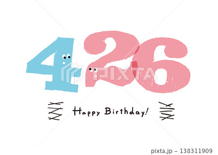 手描きの数字イラスト シンプルでかわいい日付素材 4月26日 138311909