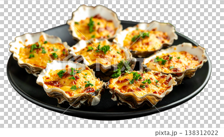 Fresh oysters and shellfish with lemon and ice on a white background 138312022