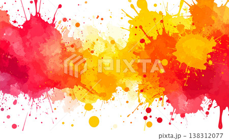 An artistic illustration depicting colorful watercolor splatter patterns on a white background. An artistic illustration depicting colorful watercolor splatter patterns on a white background. 138312077
