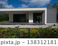 Modular modern minimalist home with covered terrace, garden and energy efficient design including solar renewable features Modular modern minimalist home with covered terrace, garden and energy efficient design including solar renewable features 138312181