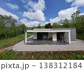 Modular modern minimalist low energy house with covered porch in a forest setting Modular modern minimalist low energy house with covered porch in a forest setting 138312184