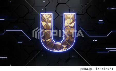 Futuristic Letter U Technology Circuit Neon Logo 138312574