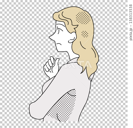 顎に手を当てて考える外国人ビジネスウーマンの横向きイラスト 顎に手を当てて考える外国人ビジネスウーマンの横向きイラスト 138313538