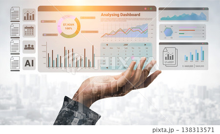 Financial data dashboard and budget analysis concept Parse 138313571
