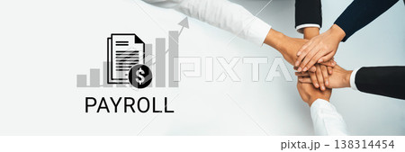Collaboration in Payroll Management with Hands Over Financial Growth Graph and Payroll Document Illustration Ledger Collaboration in Payroll Management with Hands Over Financial Growth Graph and Payroll Document Illustration Ledger 138314454