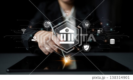 Financial services and digital banking infrastructure network concept Parse Financial services and digital banking infrastructure network concept Parse 138314901