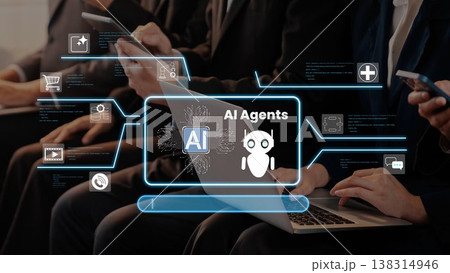 AI Agents in Digital Interaction: Illustrating Technology, Communication, and Automation for Modern Business Solutions and User Engagement Strategies Gluon 138314946