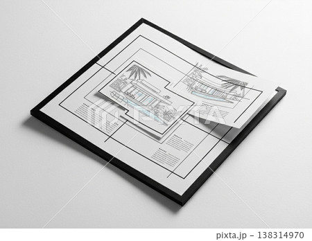 Architectural Blueprint Book Mockup Perspective View 138314970
