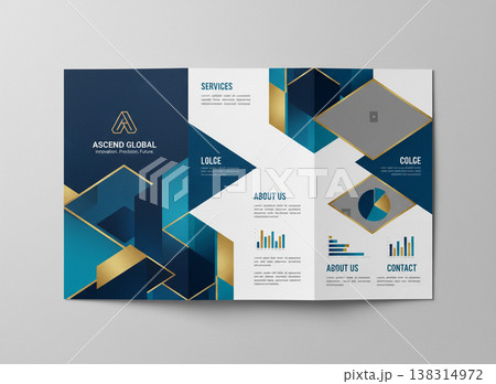 Corporate Business Brochure Blue Gold Geometric Layout Corporate Business Brochure Blue Gold Geometric Layout 138314972