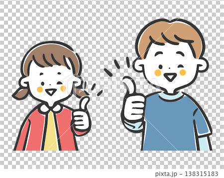 Children making a thumbs-up sign (upper body, vector) Children making a thumbs-up sign (upper body, vector) 138315183