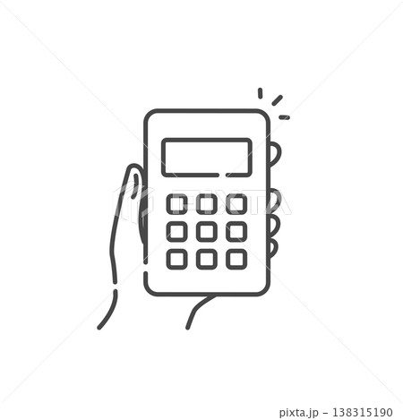 お見積りに便利な手に持った電卓のベクターアイコン (線画･モノクロ)  138315190