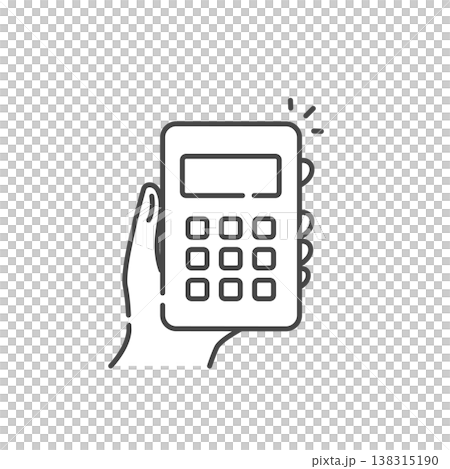 お見積りに便利な手に持った電卓のベクターアイコン (線画･モノクロ)  138315190