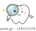 虫眼鏡を覗く歯のキャラクター 138315374