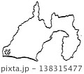 静岡県地図のイラスト （筆タッチ） シンプル 138315477
