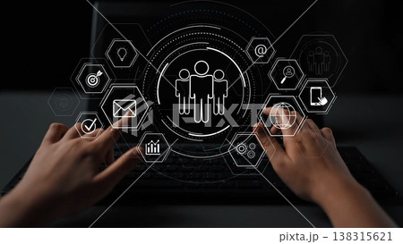Business Teamwork and Digital Communication Interface Marrow Business Teamwork and Digital Communication Interface Marrow 138315621