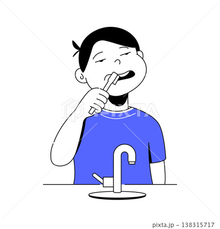 Boy Brushing Teeth - Colorful Flat Design Illustration 138315717