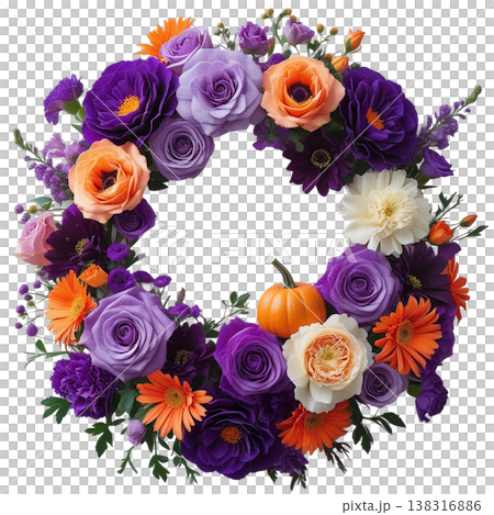 ハロウィンカラーのリース 138316886