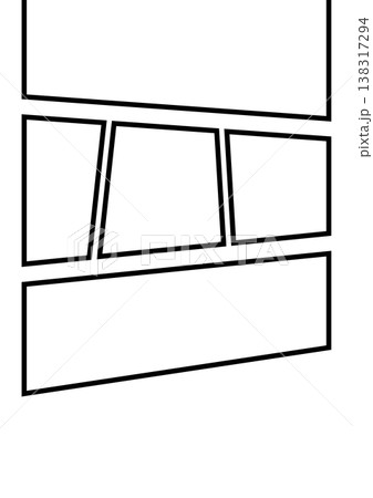 漫画・コミック用変則コマ割りテンプレート（3段） 138317294