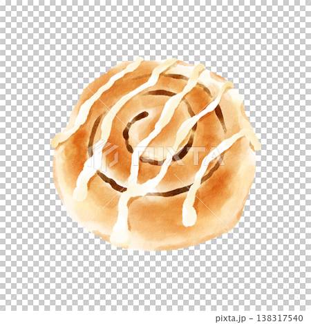 Cinnamon roll, hand-drawn, watercolor style Cinnamon roll, hand-drawn, watercolor style 138317540