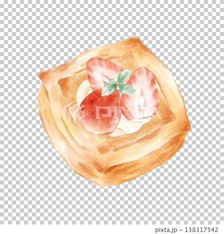 いちごデニッシュ　手描き　水彩風 138317542