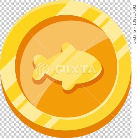 Gold Coin with Stylized Fish Icon Gold Coin with Stylized Fish Icon 138317692
