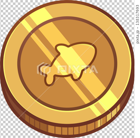 Gold Coin with Fish Symbol Gold Coin with Fish Symbol 138317693