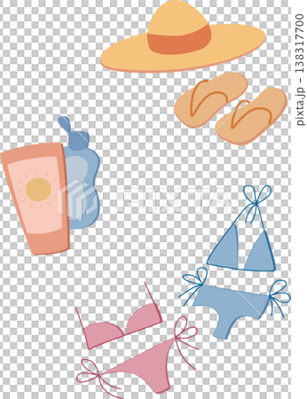 Summer Beach Essentials Vector Set Summer Beach Essentials Vector Set 138317700