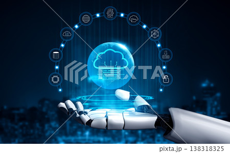 AI-powered Global Cloud Computing Network and Data Services Motif AI-powered Global Cloud Computing Network and Data Services Motif 138318325