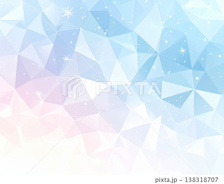 パステルカラーのローポリ雪の結晶抽象背景 冬のミニマルデザイン 138318707
