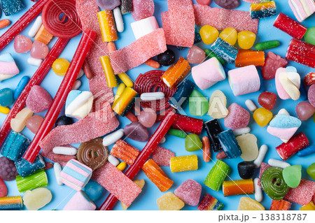 Colorful assortment of candies Colorful assortment of candies 138318787