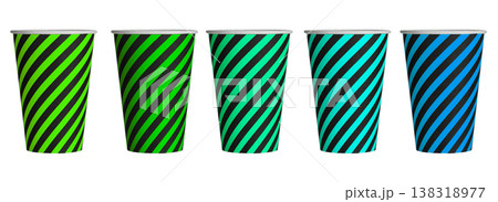 set colorful striped cardboard glass on isolated white background set colorful striped cardboard glass on isolated white background 138318977