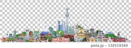 日本観光地イラスト集合　横展開 138319389
