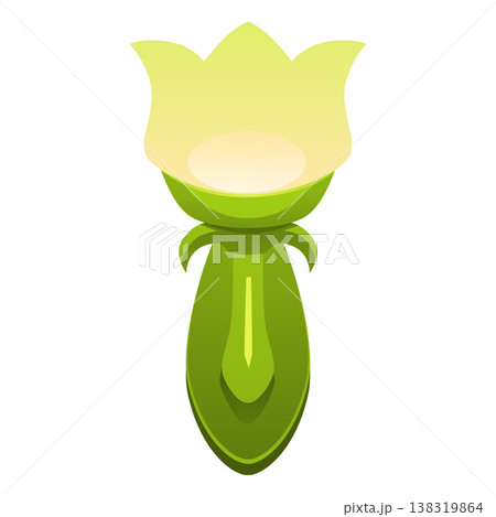 Wall lamp with lampshade flower shape flat vector icon, chandelier with light bulb, blossom plant floral lantern 138319864